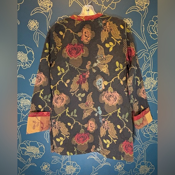 TAPESTRY jacket topper cardigan VINTAGE floral brocade ALL FAITHFUL size large - Picture 2 of 6